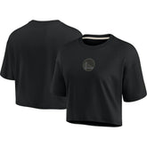Golden State Warriors Women's Elements Super Soft Boxy Cropped T-Shirt Black - NBA