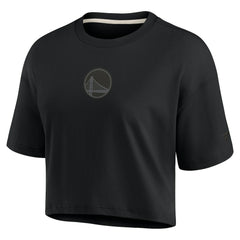 Golden State Warriors Women's Elements Super Soft Boxy Cropped T-Shirt Black - NBA