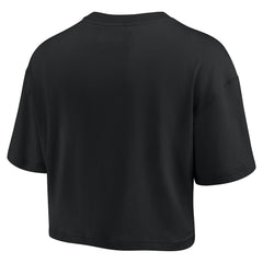 Golden State Warriors Women's Elements Super Soft Boxy Cropped T-Shirt Black - NBA