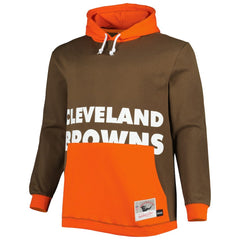 Cleveland Browns Big & Tall Big Face Pullover Hoodie Brown/Orange | Mitchell & Ness
