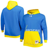 Los Angeles Chargers Big & Tall Big Face Pullover Hoodie Powder Blue/Gold | Mitchell & Ness