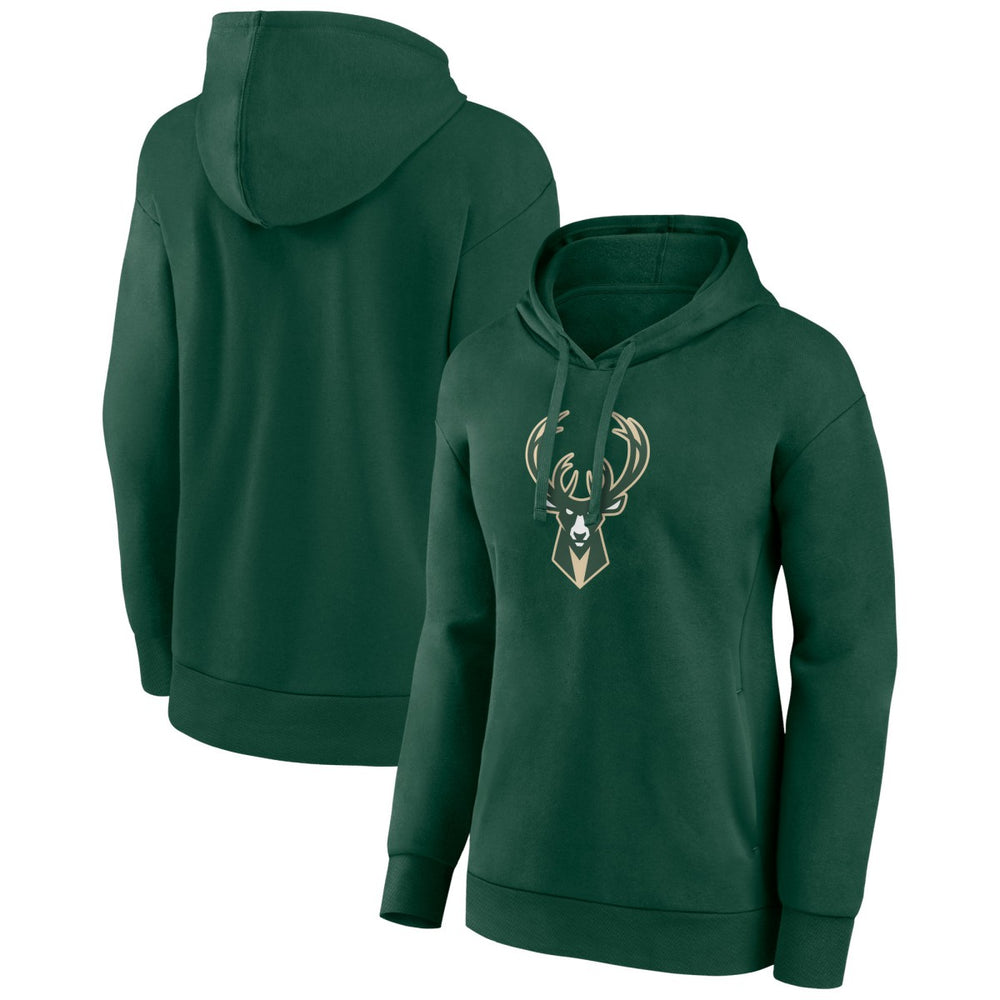Milwaukee Bucks Women's Team Primary Logo Pullover Hoodie Hunter Green - NBA