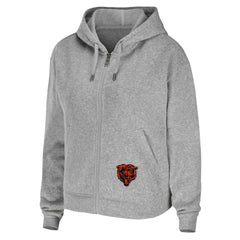 Chicago Bears WEAR by Erin Andrews Women's Team Full-Zip Hoodie Heathered Gray | NFL