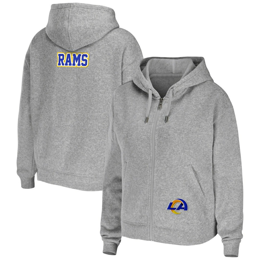 Los Angeles Rams WEAR by Erin Andrews Women's Team Full-Zip Hoodie Heathered Gray | NFL