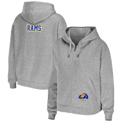 Los Angeles Rams WEAR by Erin Andrews Women's Team Full-Zip Hoodie Heathered Gray | NFL