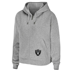 Las Vegas Raiders WEAR by Erin Andrews Women's Team Full-Zip Hoodie Heathered Gray | NFL