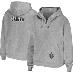 New Orleans Saints WEAR by Erin Andrews Women's Team Full-Zip Hoodie Heathered Gray | NFL
