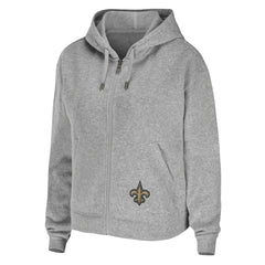 New Orleans Saints WEAR by Erin Andrews Women's Team Full-Zip Hoodie Heathered Gray | NFL