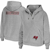 Tampa Bay Buccaneers WEAR by Erin Andrews Women's Team Full-Zip Hoodie Heathered Gray | NFL