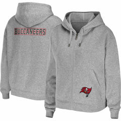 Tampa Bay Buccaneers WEAR by Erin Andrews Women's Team Full-Zip Hoodie Heathered Gray | NFL
