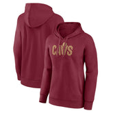 Cleveland Cavaliers Women's Wordmark Alt Pullover Hoodie Wine - NBA
