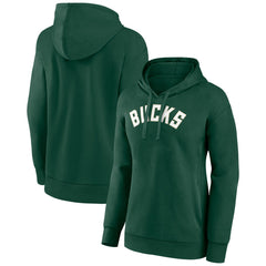 Milwaukee Bucks Women's Wordmark Alt Pullover Hoodie Hunter Green - NBA