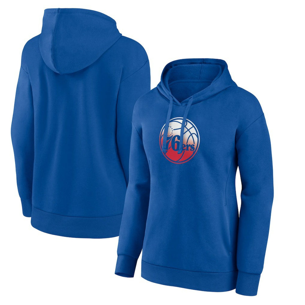 Philadelphia 76ers Women's Gradient Logo Pullover Hoodie Royal - NBA