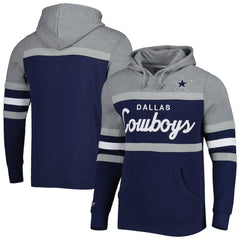 Dallas Cowboys Head Coach Pullover Hoodie Navy/Heathered Gray | Mitchell & Ness