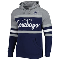 Dallas Cowboys Head Coach Pullover Hoodie Navy/Heathered Gray | Mitchell & Ness