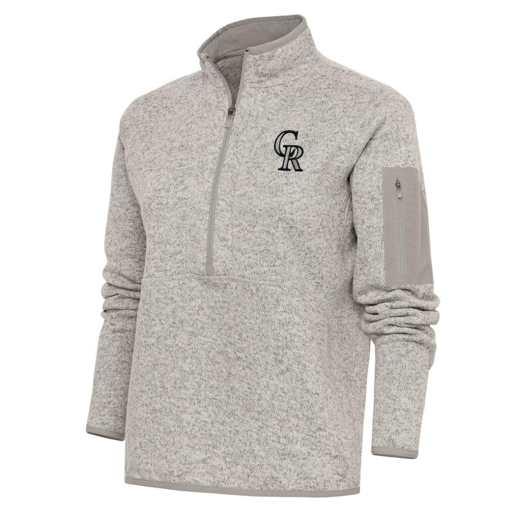 Colorado Rockies Antigua Women's Logo Fortune Quarter-Zip Pullover Jacket - MLB