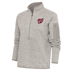 Washington Nationals Antigua Women's Logo Fortune Quarter-Zip Pullover Jacket - MLB