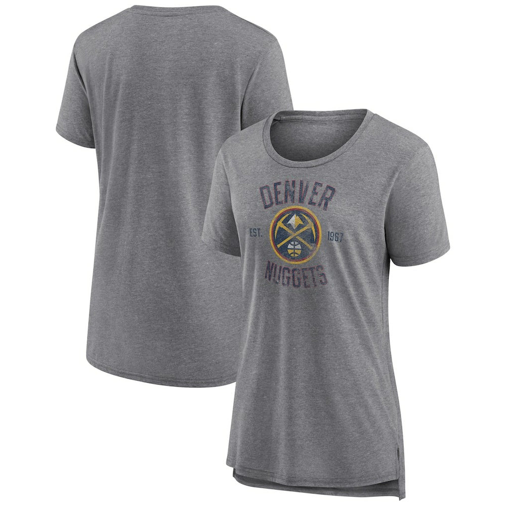 Denver Nuggets Women's Heritage Tri-Blend T-Shirt Heather Gray - NBA