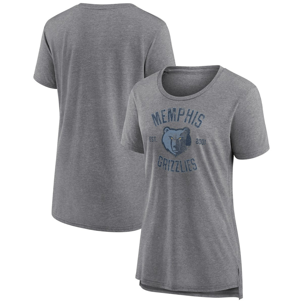 Memphis Grizzlies Women's Heritage Tri-Blend T-Shirt Heather Gray - NBA