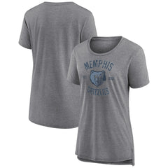 Memphis Grizzlies Women's Heritage Tri-Blend T-Shirt Heather Gray - NBA