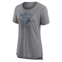 Memphis Grizzlies Women's Heritage Tri-Blend T-Shirt Heather Gray - NBA
