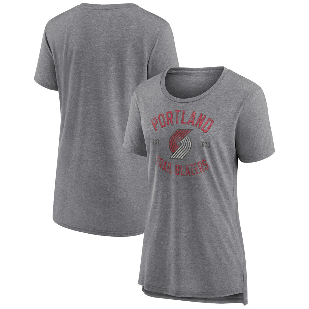 Portland Trail Blazers Women's Heritage Tri-Blend T-Shirt Heather Gray - NBA