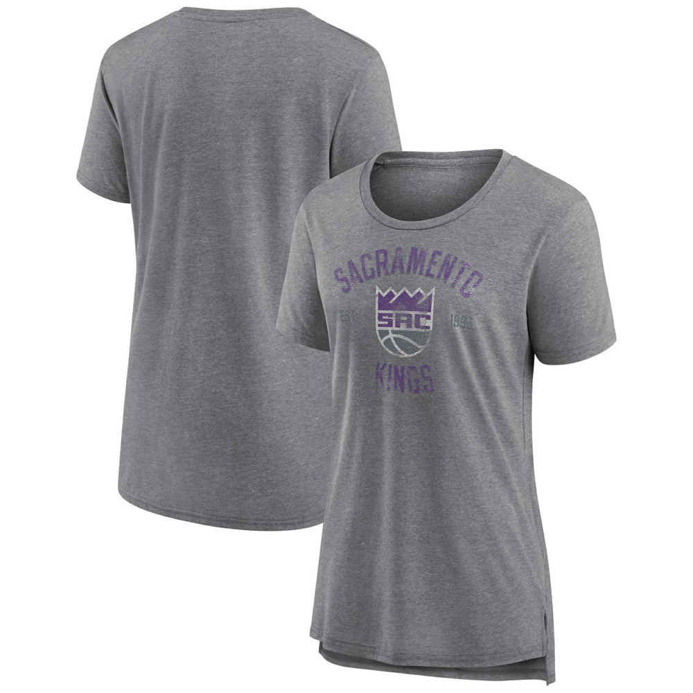 Sacramento Kings Women's Heritage Tri-Blend T-Shirt Heather Gray - NBA