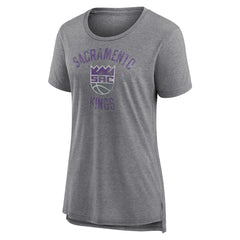Sacramento Kings Women's Heritage Tri-Blend T-Shirt Heather Gray - NBA