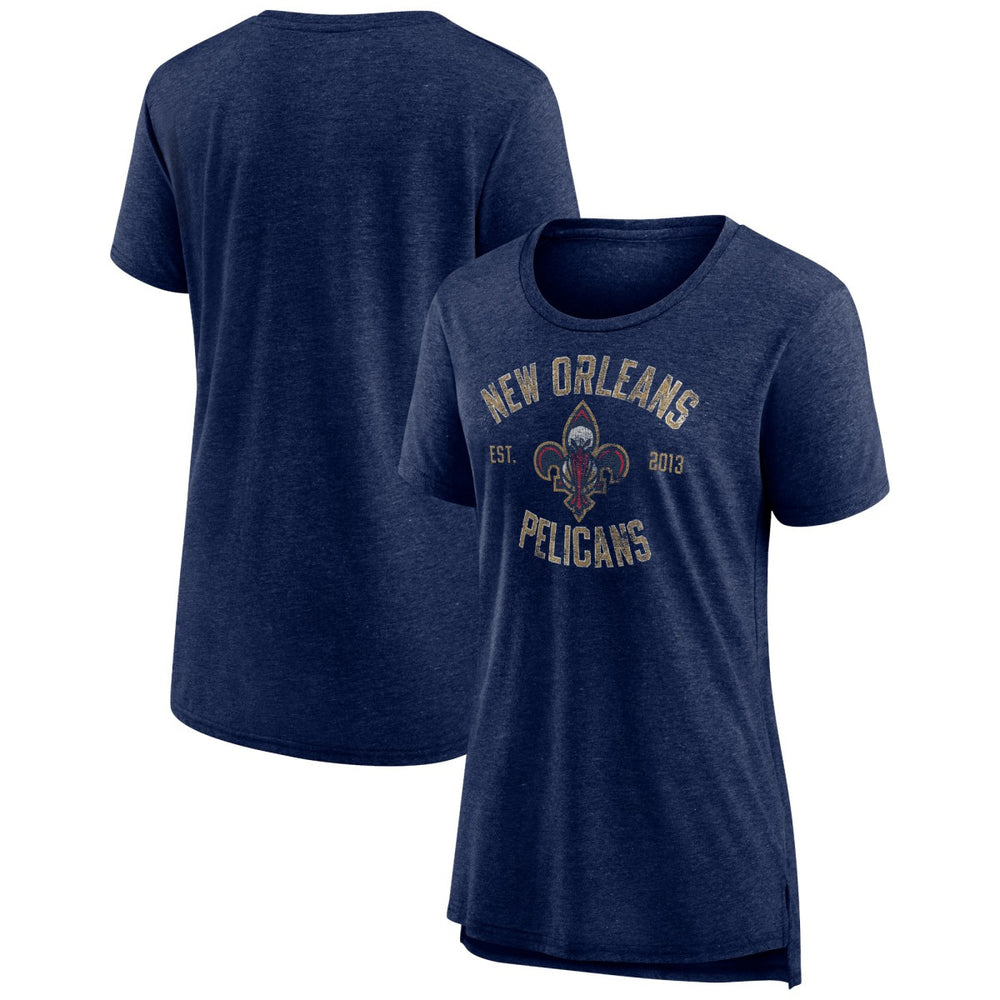 New Orleans Pelicans Women's Heritage Tri-Blend T-Shirt Heather Navy - NBA