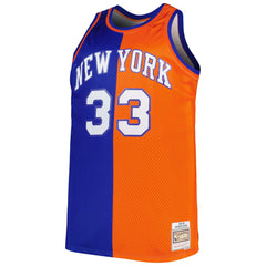 Patrick Ewing New York Knicks Big & Tall Hardwood Classics 1991/92 Split Swingman Jersey Blue/Orange - NBA