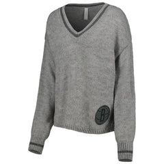 Brooklyn Nets Lusso Women's Scarletts Lantern Sleeve Tri-Blend V-Neck Pullover Sweater Gray - NBA