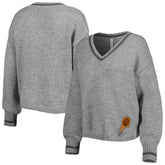 Phoenix Suns Lusso Women's Scarletts Lantern Sleeve Tri-Blend V-Neck Pullover Sweater Gray - NBA