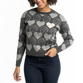 Phoenix Suns Lusso Women's Basketball Love Swarovski Crystal Intarsia Pullover Sweater Charcoal - NBA