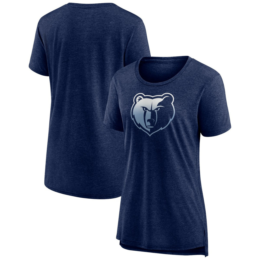 Memphis Grizzlies Women's Gradient Logo Tri-Blend T-Shirt Heather Navy - NBA