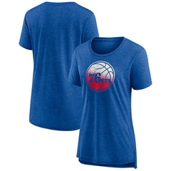 Philadelphia 76ers Women's Gradient Logo Tri-Blend T-Shirt Heather Red - NBA