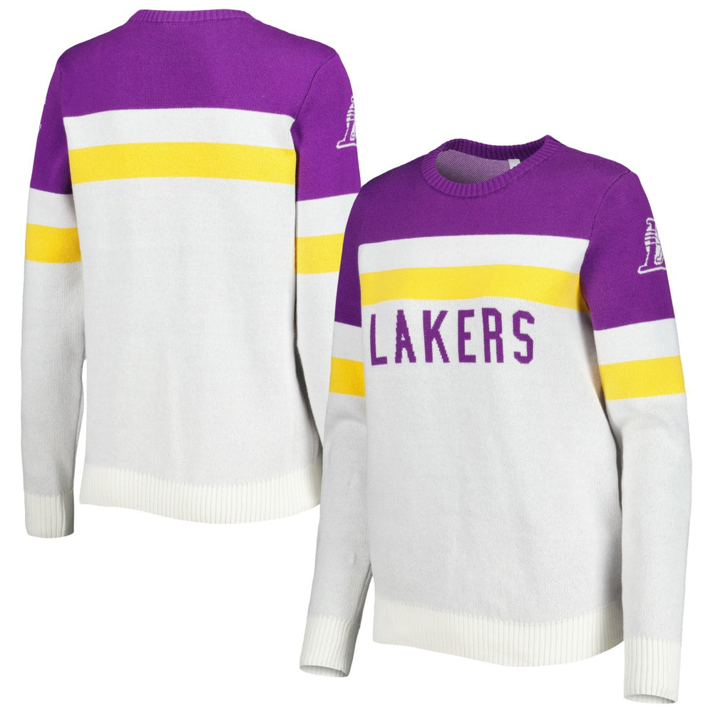 Los Angeles Lakers Lusso Women's Dominique Pullover Sweater Purple/Cream - NBA