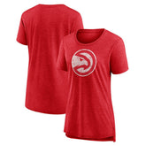 Atlanta Hawks Women's Distressed Logo Tri-Blend T-Shirt Heather Red - NBA