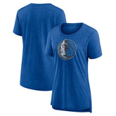 Dallas Mavericks Women's Distressed Logo Tri-Blend T-Shirt Heather Blue - NBA