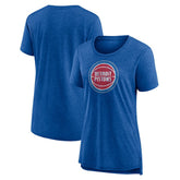 Detroit Pistons Women's Distressed Logo Tri-Blend T-Shirt Heather Blue - NBA