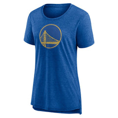 Golden State Warriors Women's Distressed Logo Tri-Blend T-Shirt Heather Royal - NBA