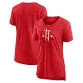 Houston Rockets Women's Distressed Logo Tri-Blend T-Shirt Heather Red - NBA