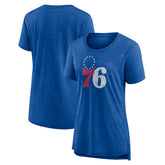 Philadelphia 76ers Women's Distressed Logo Tri-Blend T-Shirt Heather Royal - NBA