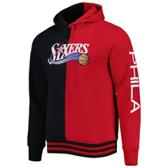 Philadelphia 76ers Big & Tall Hardwood Classics Split Pullover Hoodie Black/Red - NBA