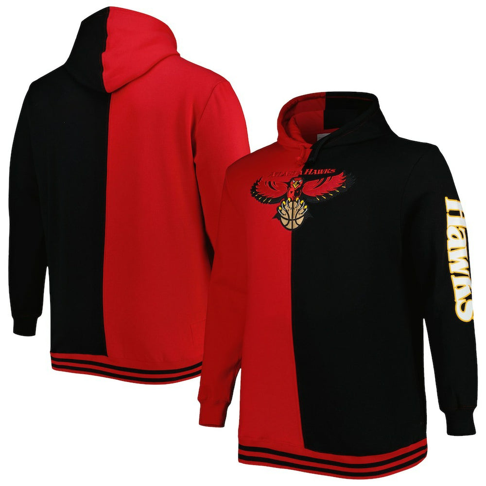 Atlanta Hawks Hardwood Classics Big & Tall Hardwood Classics Split Pullover Hoodie Red/Black - NBA