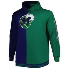 Dallas Mavericks Hardwood Classics Big & Tall Hardwood Classics Split Pullover Hoodie Navy/Green - NBA