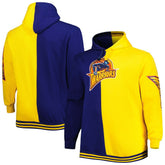 Golden State Warriors Big & Tall Hardwood Classics Split Pullover Hoodie Navy/Gold - NBA