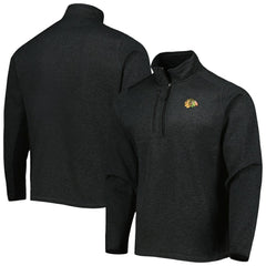 Chicago Blackhawks Antigua Course Quarter-Zip Jacket - Heathered Black - NHL