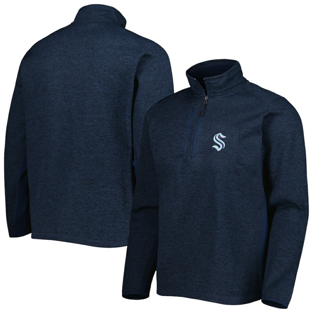 Seattle Kraken Antigua Course Quarter-Zip Jacket - Heathered Deep Sea Blue - NHL