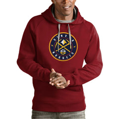 Denver Nuggets Antigua Team Logo Victory Pullover Hoodie Red - NBA