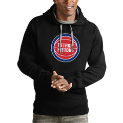 Detroit Pistons Antigua Team Logo Victory Pullover Hoodie Black - NBA